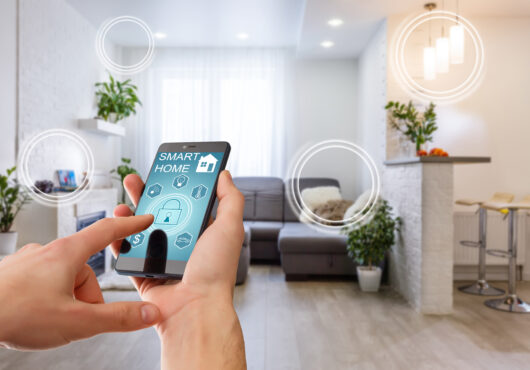 Smart Home Technology Interface On Smartphone App Screen With Au